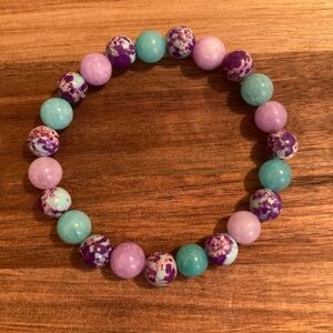 Handmade Beaded Bracelet w/ Dyed Quartz and Purple Imperial Jasper